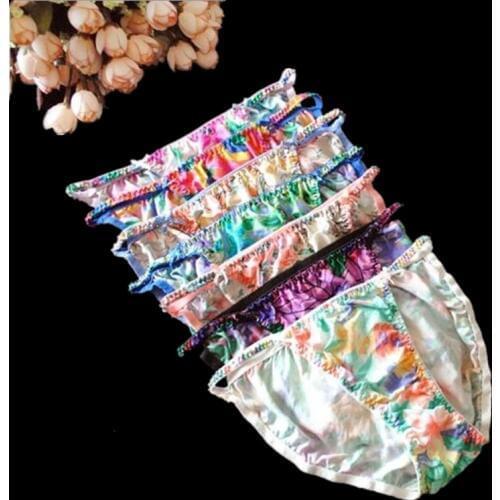 Fashion womens pure silk sexy bikini 100% silk trigonometric panties brief
