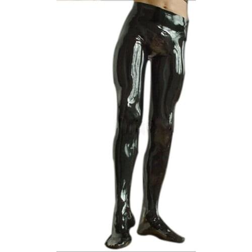 Handmade Black Latex Rubber Men Pants with Socks Gummi 0.4mm Leggings Customize Plus Size