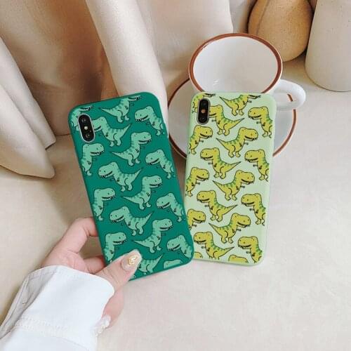 Soft Silicone Phone Case for iPhone 6s 7 8 Plus SE 2020 12 11 Pro Max X XS MAX XR Cute Dinosaur Crocodile Print Matte Back Cover
