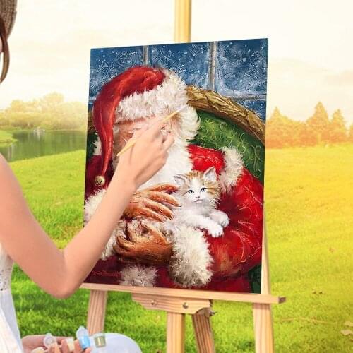 Christmas Santa Claus Paint By Numbers Kit Acrylic Paints 50*70 Boards By Numbers Wall Paintings Crafts For Adults Wholesale