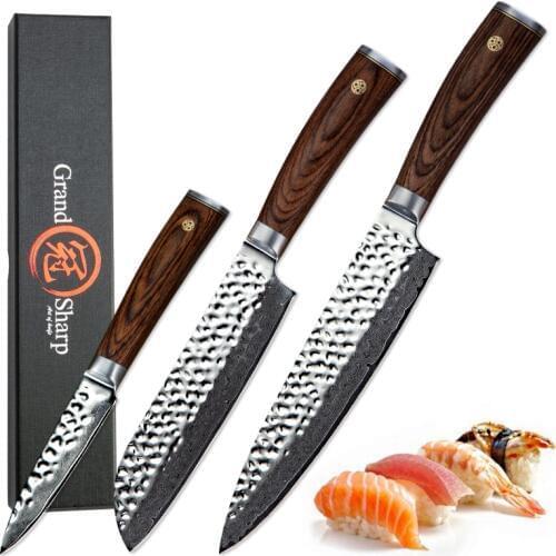 Kitchen Knife Set 3 pcs Chef Santoku Paring Kitchen Knives vg10 Damascus Japanese Knife Professional Best Chef Knives Gift Box