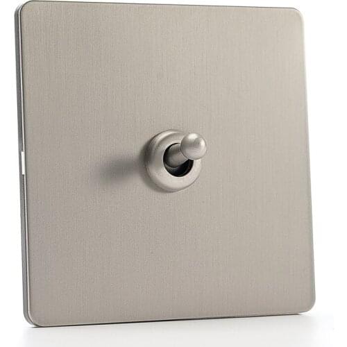 Wall Light Toggle Switch Silver Gray Brushed Stainless Steel Matte Panel 1-4 Gang 1 Way 2 Way Switch USB Socket