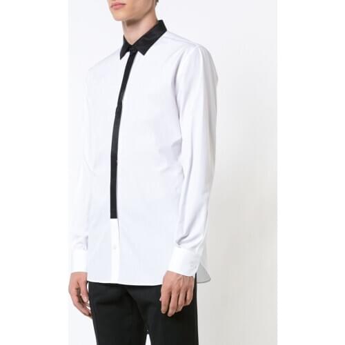 New Mens clothing Bigbang Hair Stylist slim GD fashion personality stitching shirt Plus size singer costumes