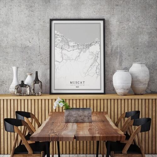 Oman Black and White City Map Poster Nordic Living Room Muscat Salalah Nizwa Wall Art Home Decor Canvas Painting Creative gift