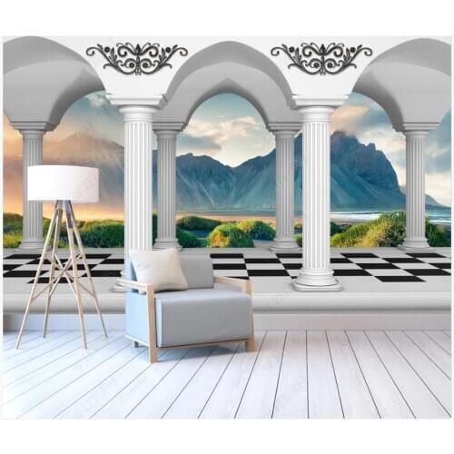 Custom photo wallpaper for walls 3 d mural Roman colonnade high mountain idyllic scenery 3d background wall paper home decor