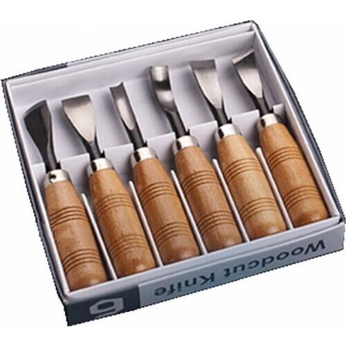 Wood Carving Knife 6pcs Set Woodworking Chisel Tool Stone Carver Flat Cutting Tools DIY Woodworking Tools