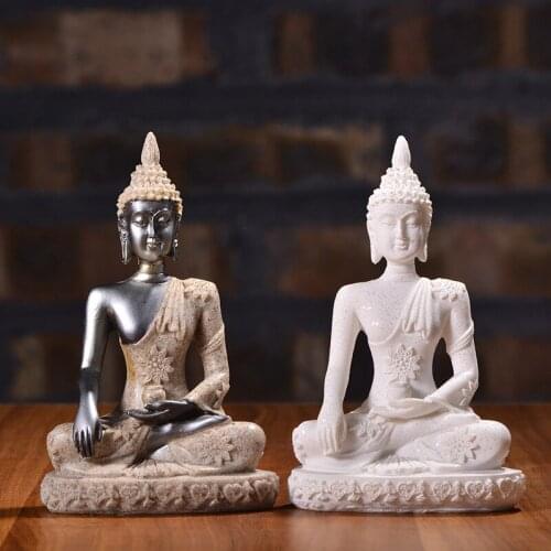 Handmade Nature Sandstone Sitting Buddha Statue Zen Buddhist Meditation Ornaments Lcky Fengshui Figurine for Home Decor Tea Pet