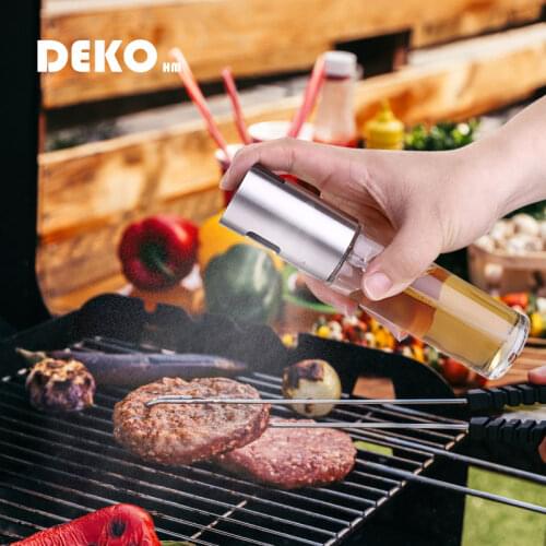 DEKO Stainless Steel Glass Kitchen Cap Supplies Vinegar BBQ Olivel Cooking Grill Dispenser Oil Spray Bottle