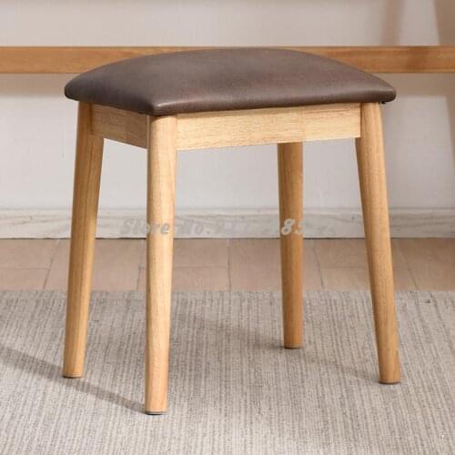Solid wood makeup stool dressing stool soft bag bedroom stool modern desk bedroom creative soft bag dressing table small stool