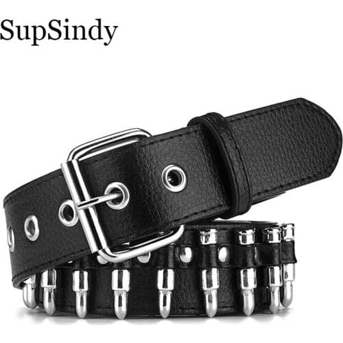 SupSindy Punk Bullet Rivet Luxury Designer Belts Men High Quality women PU Leather Rock Motorcycle male Strap for Jeans Hip Hop