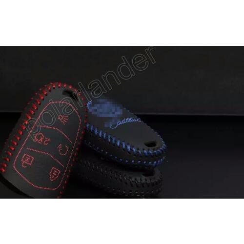 Only Red Car key cover case Hand sewing DIY car styling Genuine leather for CADILLAC ATSL SRX STS
