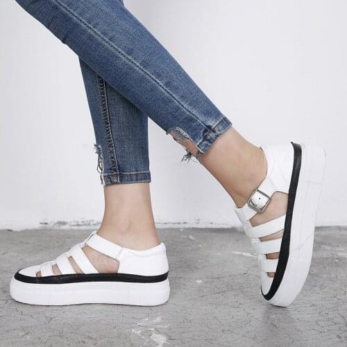 Comemore New White Sandals Platform Sandals Women 2021 Summer Fashion Outdoor Casual Sports Breathable Female Thick Bottom Shoes