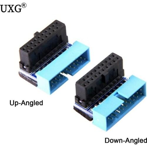 20 pin USB 3.0 Steering Elbow Adapter Up Down Angle for Desktop Motherboard Male to Female Extension Adapter Angled 90 Degree