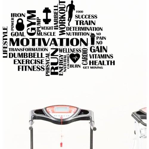 Gym Motivational Words Wall Decal Fitness Sport Vinyl Wall Sticker Home Decor GYM Work Out Wall Decoration 1067
