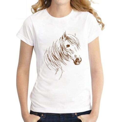 Ladies 2021 Summer T-shirt Hipster T-shirt Abstract Horse Graphics T Shirt Fun Retro Top Women O-Neck Tshirt Short Sleeve tshirt