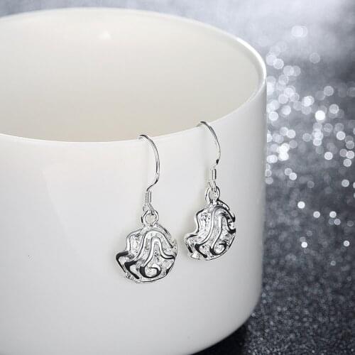 Hot New 925 Sterling Silver Pretty Rose flower drop earrings for Women Fashion lady Holiday gifts classic party wedding Jewelry