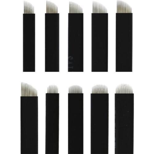 0.18mm Black Flex 12/14/16/18/21 & U Shape Laminas Microblading Tebori Agulha Tattoo Needles Permanent Makeup Eyebrow Blade