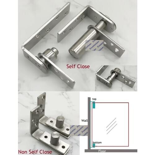 1Pair Stainless Steel Self Or Non-Self Closing Pivot Hinge Public Toilet Partition Cubicle Bar Door