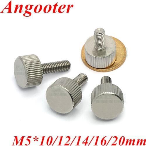 10pcs M5 Hand Twist Screw stainless steel Hand Screw Knurled Cylinder Head Thumb Screws Computer Case Screw
