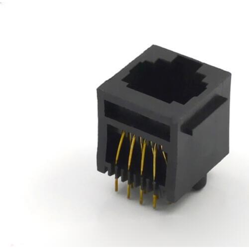 100pcs Single-port Plastic Vertical RJ45 Connector Interface Magnetic RJ45 Seat 52-8P8C With Side Ear