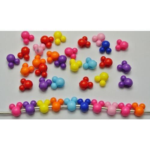150 Mixed Bubblegum Color Acrylic Mouse Face Charm Beads 12X8mm