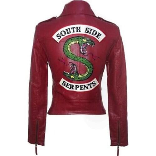2021 Cosplay Riverdale Season 4 Veronica Lodge PU Thin Coat Riverdale Viper Gang Leather Jacket 3D Printing Female Party Costume