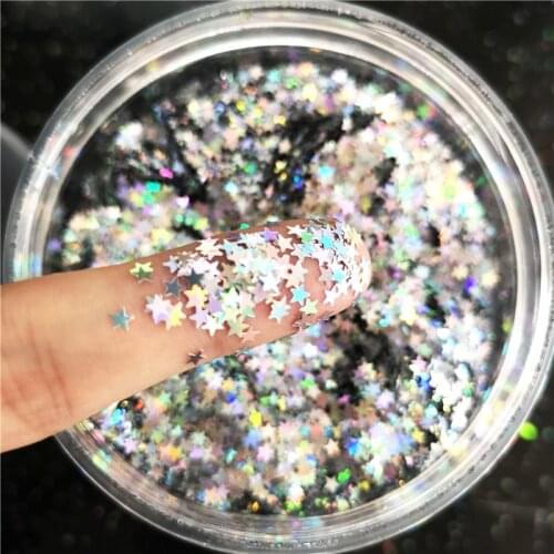3mm Glitter Star Nail Art Sequin Mixed Holographic Laser Silver Glitter Sequins for Craft Nail Art Decoration 8g