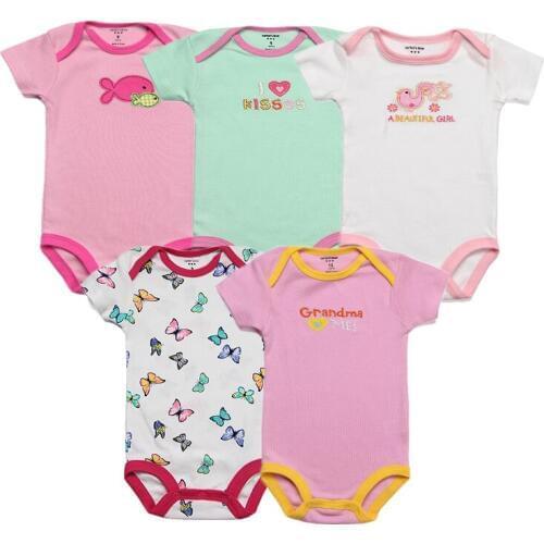 5 pc/lot Baby Bodysuits Newborn Clothes 100% Cotton Infant Body Short Sleeve Clothing Boy Girl Bodysuits 0-12 Months Clothes
