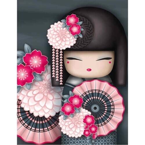 5D Diy Diamond Painting Cross Stitch full Square Diamond Embroidery Japanese doll picture for room Decor H1075