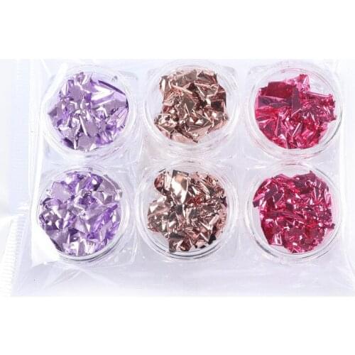 6Pcs Colorful Gold Foil Resin Filler Nail Art Decor Crafts Flakes Shiny Sequins Diy Uv Epoxy Resin Mold Fillings Jewelry Making