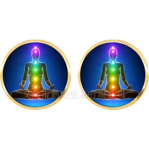 7 Chakra Reiki Healing Stud Earrings Buddha Yoga Meditation Pendant Spiritual Om Symbol Indian Jewelry For Women Girls