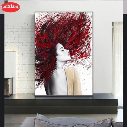 Diamond Painting Modern graffiti color hair girl Full Drill Square DIY Diamond Embroidery Cross Stitch Mosaic round Home Decor