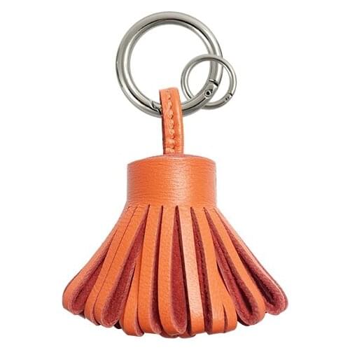 Luxury Handmade Lambskin Diy keychian Genuine Leather Tassels Bag Charms Handbag Accessories Porte Clef Women Gift Wholesale