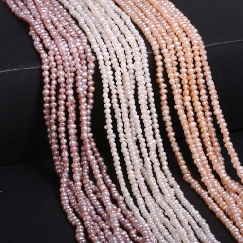 Natural Freshwater Pearl Beads Potato Shape Hole Beads for Making Fashion Jewelry DIY Necklace Bracelet Accessories 3-4mm
