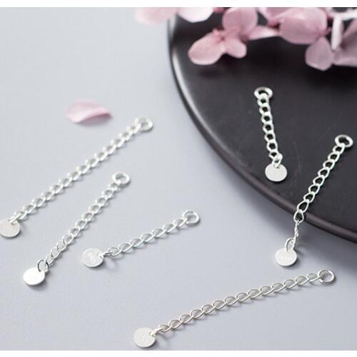 2pcs/lot 100% 925 Sterling Silver Necklace Tails Chains 3cm 4cm 5cm Length Extension Chains For Jewelry Making Ornament Findings