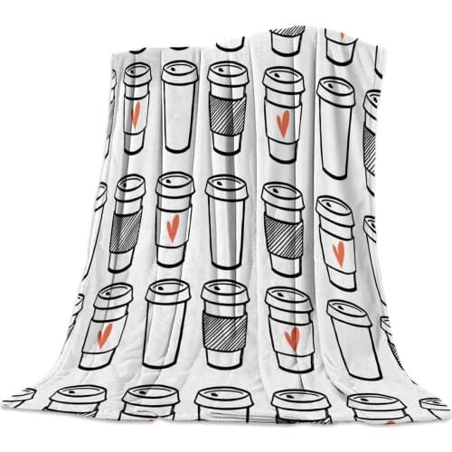Cup Love Cute Sketch Throw Blanket Portable Soft Sofa Blanket Warm Microfiber Flannel Blankets for Beds