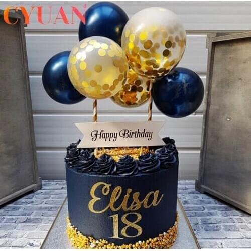 CYUAN 1set 10pcs 5inch Balloon Cake Topper Set Birthday Party Decoration Cake Toppers Baby Shower Wedding Decoration Supplies