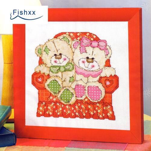 Fishxx Cross Stitch European magazine Crazy96-5 best friend cartoon bear bedroom painting