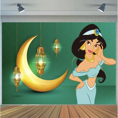 Cartoon Moon Princess Islamic Photography Background Backdrop Children Birthday Party Decoration Tapestry Photo Studio