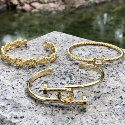 FYSARA 3pcs/Set Cable Wire Bracelets & Bangles For Men Stainless Steel Geometry Pulseiras Open Adjustable Bracelets Couple