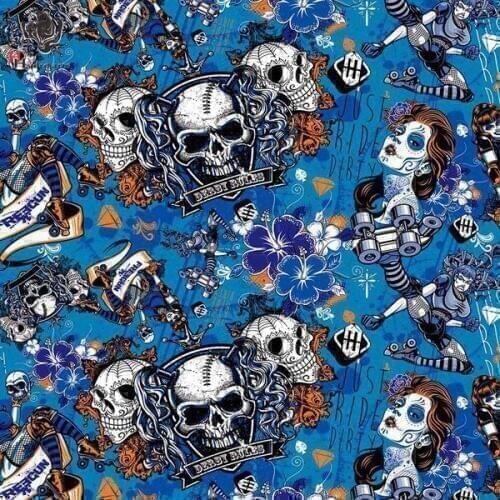 Free Shipping Black Red Colorful SKULL Hydrogarphic Film transfer hydro water transfer printin Aqua print film. 50cm HFD058