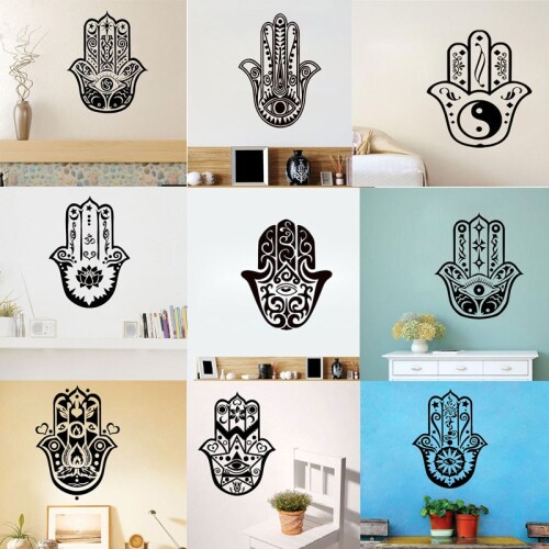 Hamsa Hand Wall Sticker Fatima Yoga Indian Buddha Home Decor Vinyl Art Murals For Living Room Bedroom Removable Wallpaper