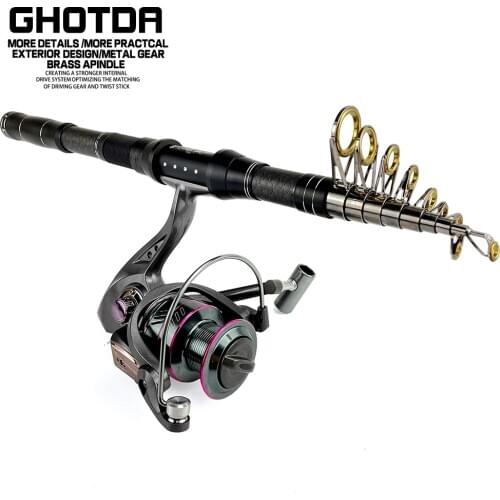 Combo Telescopic Fishing Rod Spinning Rod Reel Feeder Pesca Carbon Ultralight Mini Travel Surf Accessories Set 1.8M-3.0M