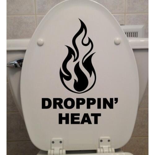 Creative Funny Droppin' Heat Toilet Sticker Decals Fire Toilet Seat Stickers Washroom Vinyl Poster Bathroom Door Murals s-72