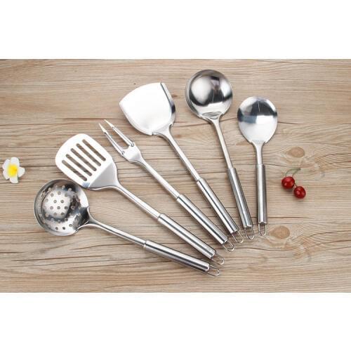 6pcs/set Kitchen Utensil Set Stainless Steel Cooking Tools Upscale Kitchenware Cookware Kitchen Accessories Spatula Spoon PM 002