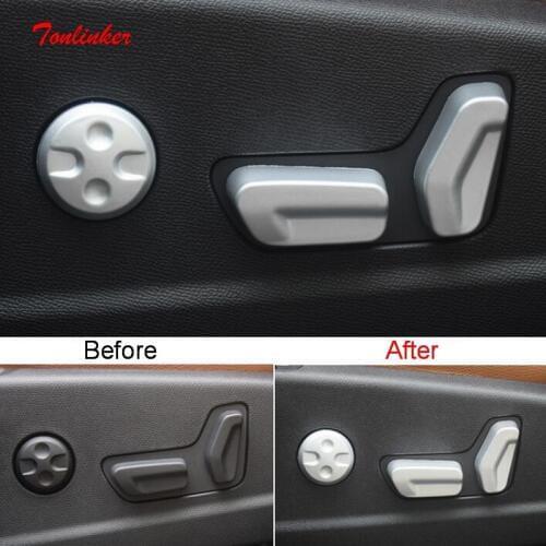 Tonlinker 6 PCS Car Seat adjustment button Cover sticker for CITROEN DEESSE DS7 2018-19 Car Styling ABS Chrome Cover Stickers