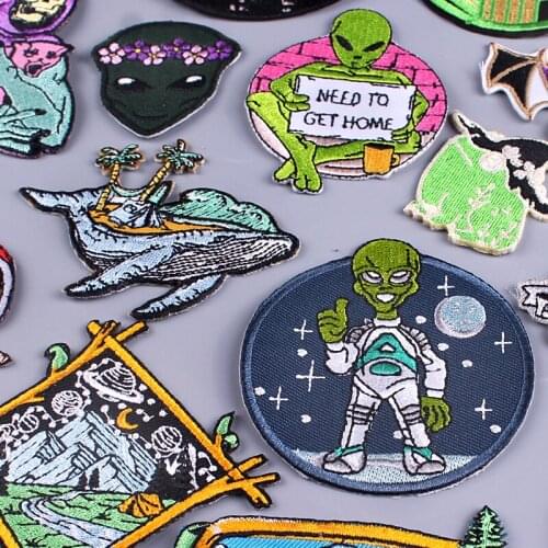 Diy Alien Patch Skull Embroidered Patches For Clothing Anime Iron On Patches For Clothes Punk Patch Stickers On Clothes Applique