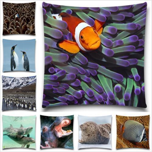 For Kids Baby Girl Boy Bedroom Decor 5 size Cushion Cover Undersea world penguin Dolphin Cotton Polyester Pillow Cases