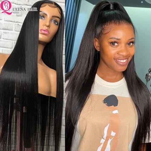 Straight Lace Front Human Hair Wig Bone Straight Hair Mongonlia 30 Inch Lace Wig 13x1 HD Lace Front Wigs Transparent Lace Wig