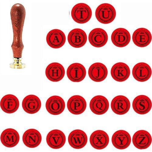 Seal Stamp, luxury Crown Letter A-Z Vintage Retro Brass Head Wooden Handle Initial Sealing Wax Seal Stamp Wedding stamp